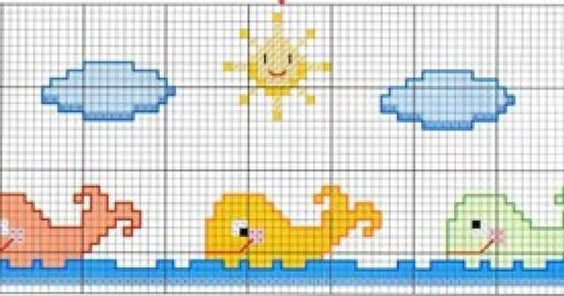grafico ponto cruz bebe menino avião
