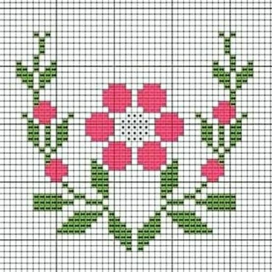 flores em ponto cruz para panos de prato