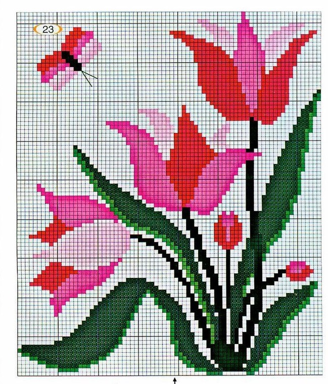 gráficos ponto cruz rosas grandes