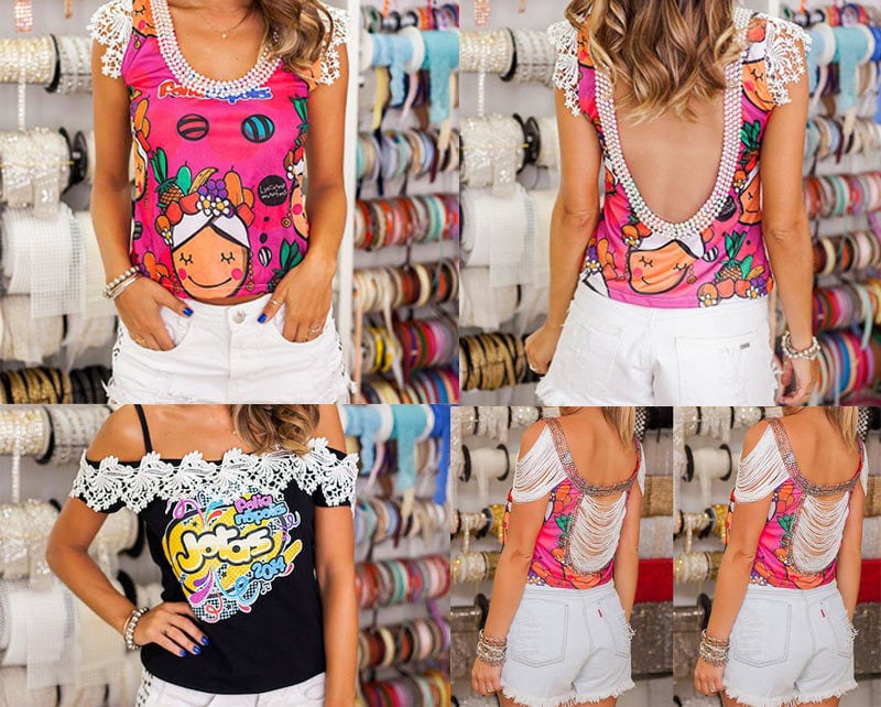 pintura em camiseta feminina