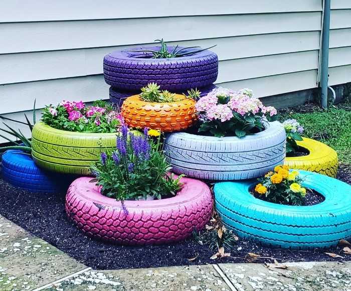 economizar fazendo jardim pneu