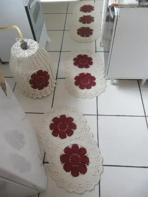 jogo de tapete para cozinha de croche passo a passo