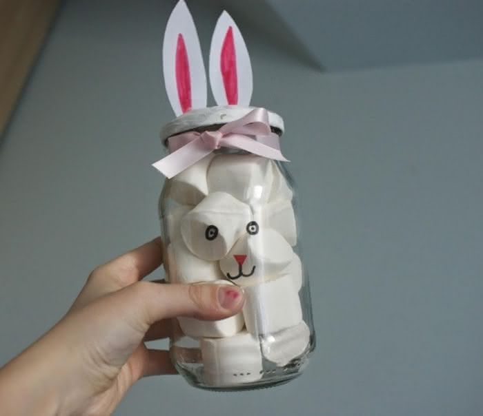 lembrancinha de páscoa pote de vidro decorado