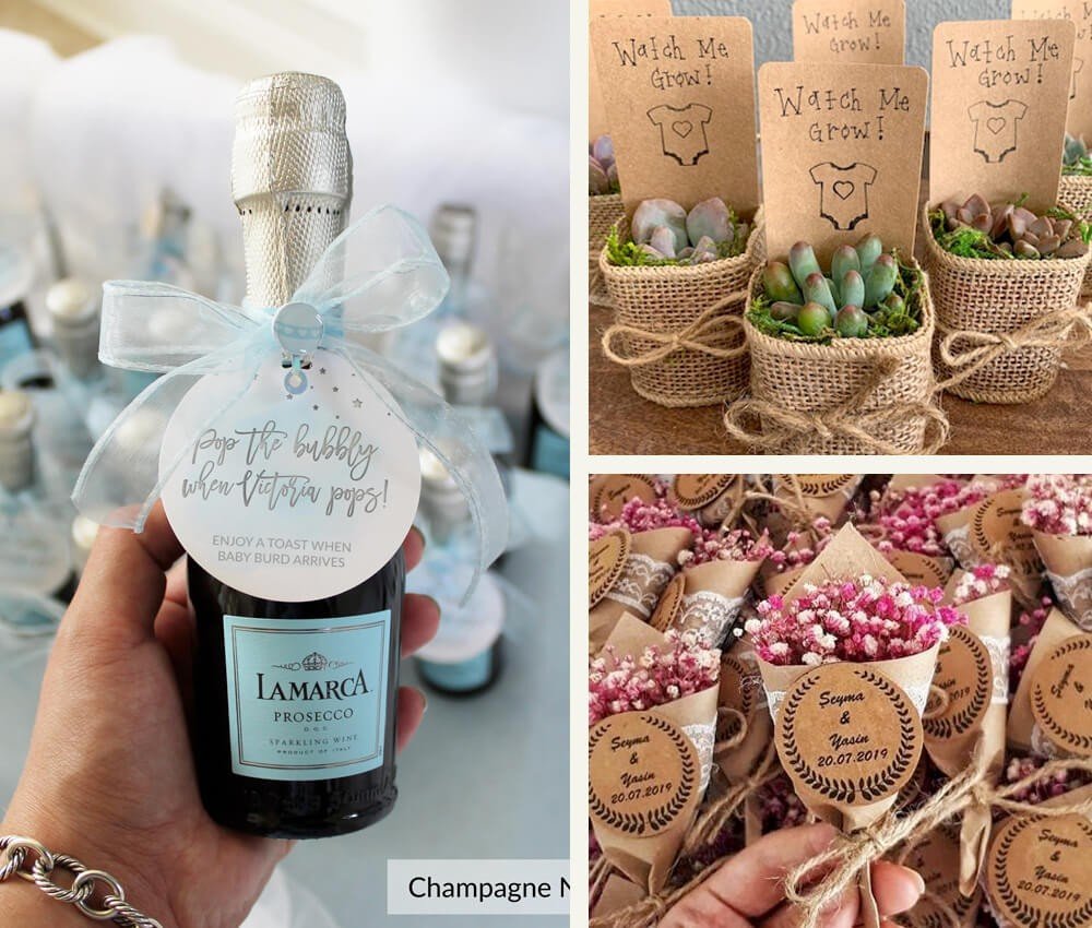 lembrancinhas de chá de bebê DIY vs compradas prontas