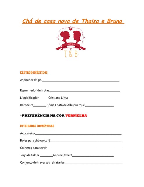 organizar chá de casa nova