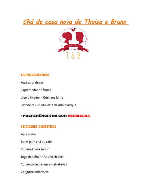 quanto custa montar uma lista de chá de casa nova