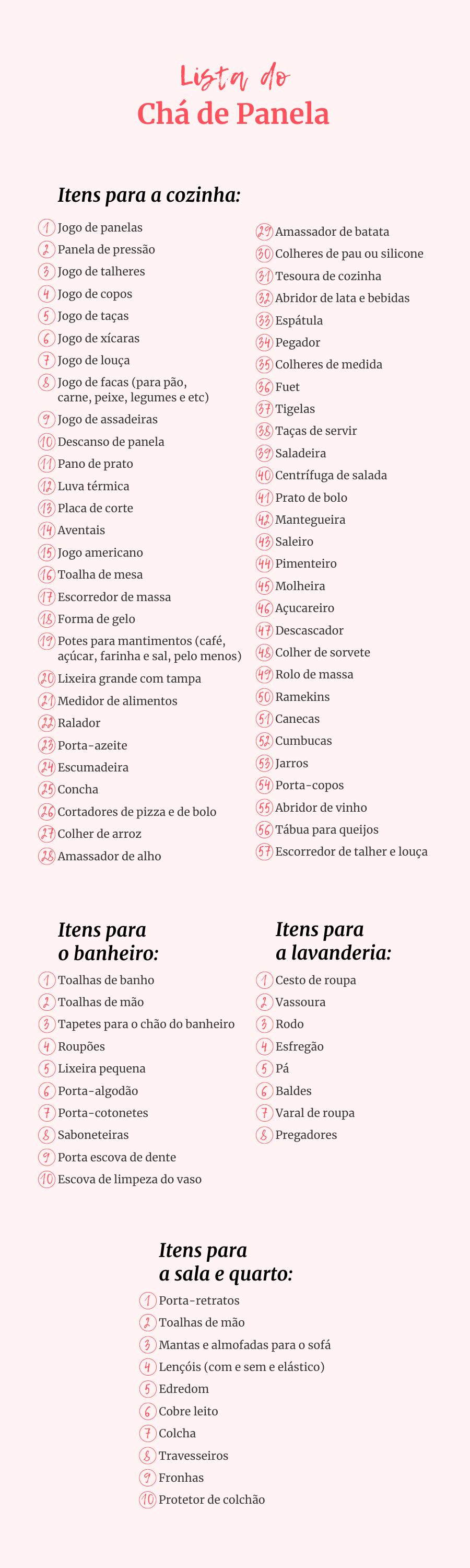 lista de chá de casa nova para apartamento pequeno