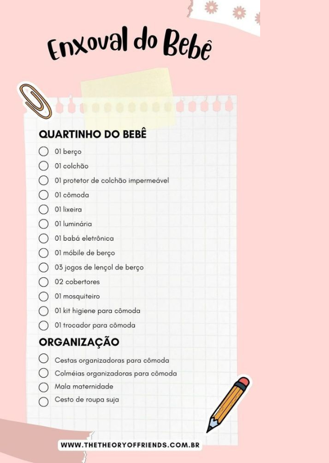 checklist enxoval de bebe completo