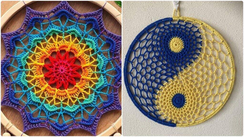 mandala de crochê com barbante