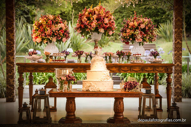 mesas para bolo de casamento