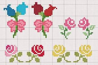 mini flores bordado ponto cruz diy