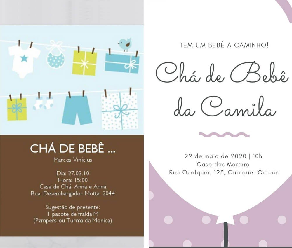 canva ou festalab qual melhor para convite cha de bebe
