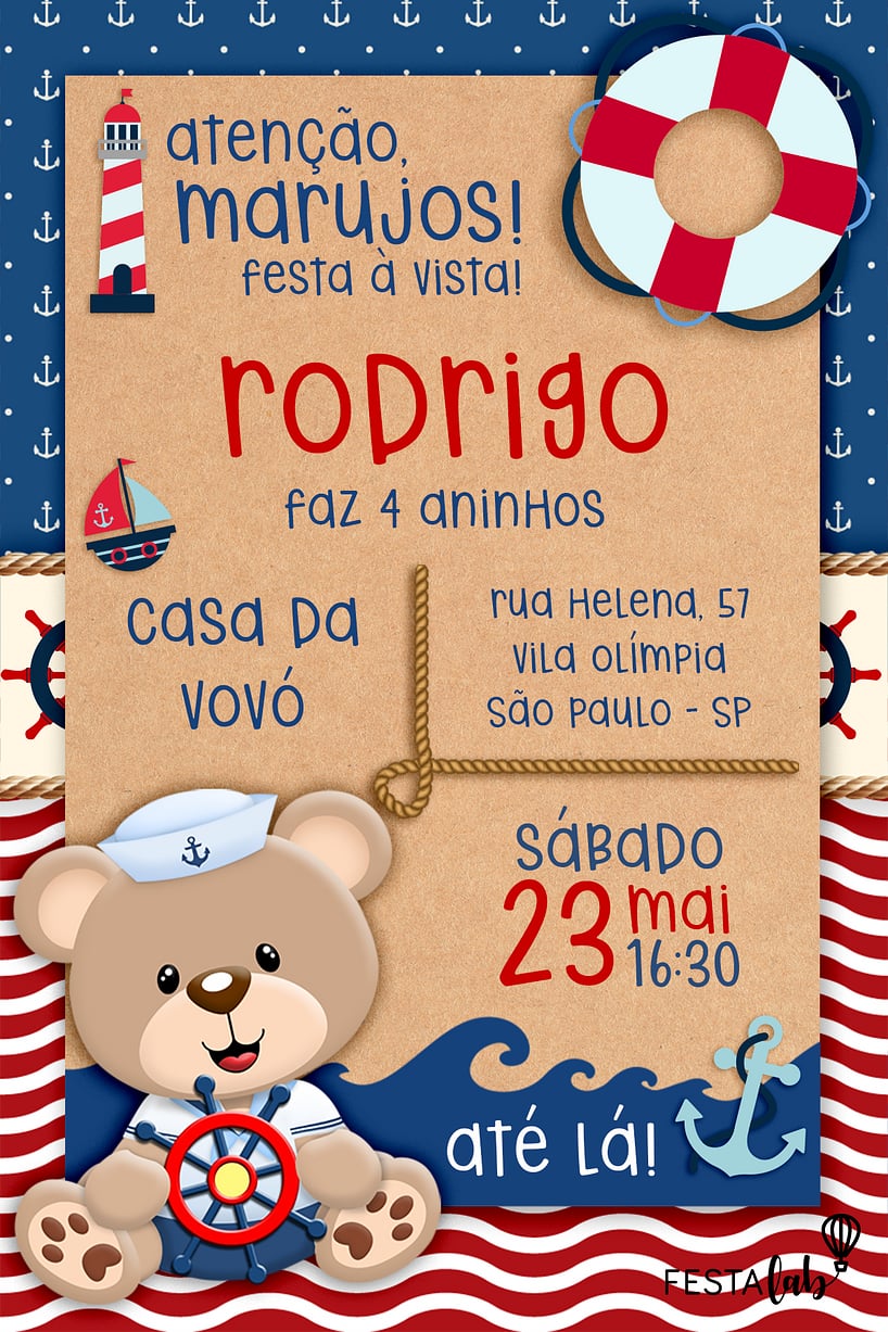 modelo de convite marinheiro