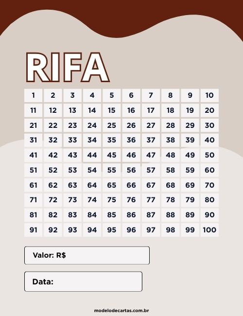 modelo de bilhete de rifa