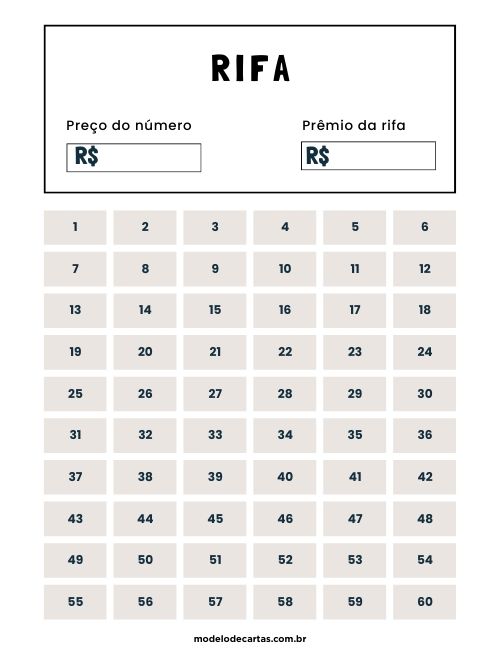 modelo de bilhete de rifa grátis