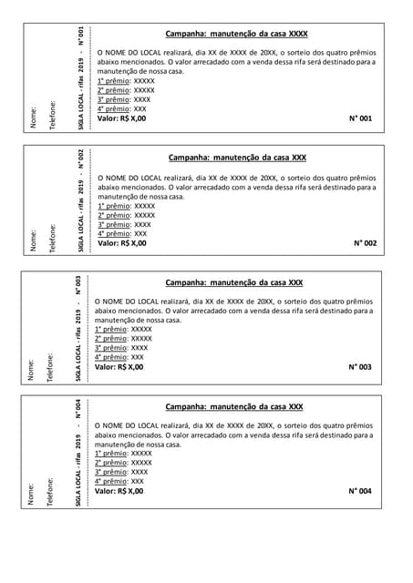 como organizar rifa impressa