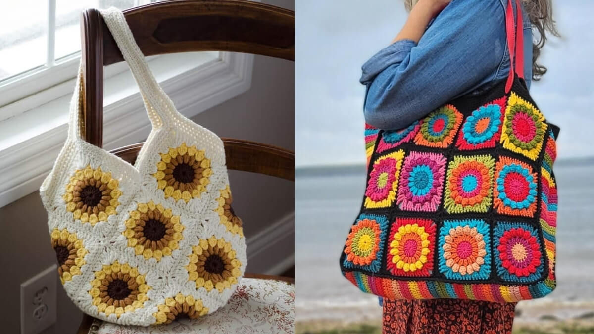 bolsa de crochê com franjas