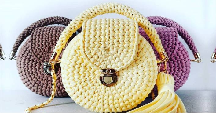bolsa de crochê redonda