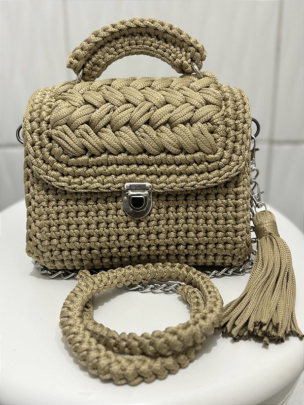 bolsa de crochê fio náutico