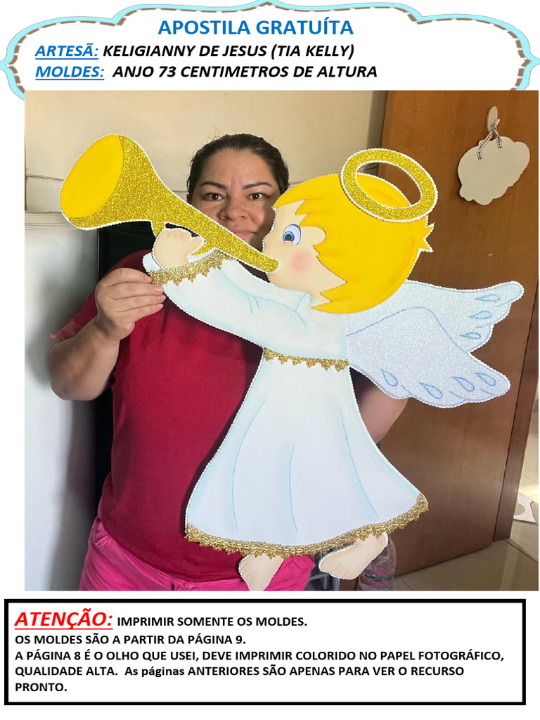 molde de anjo em EVA para imprimir