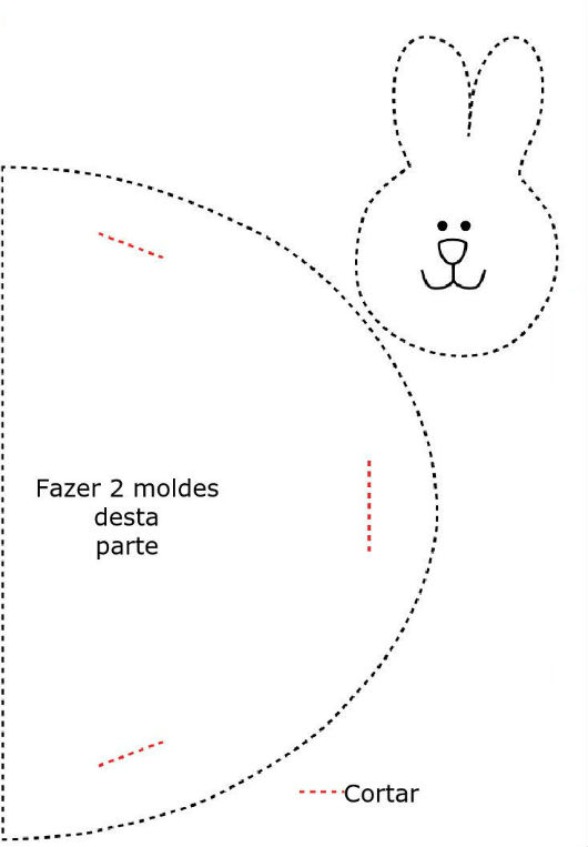 Molde de cestinha de Páscoa em EVA com rosto de coelho