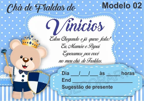 convite cha de fralda canva ou festalab