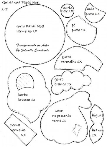 molde de papai noel em eva para porta