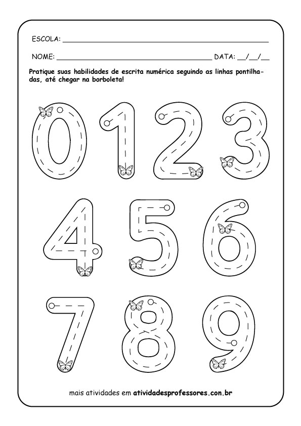 moldes de números em PDF