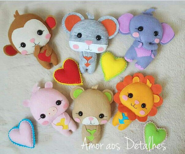melhores moldes de bichinhos de feltro para festas