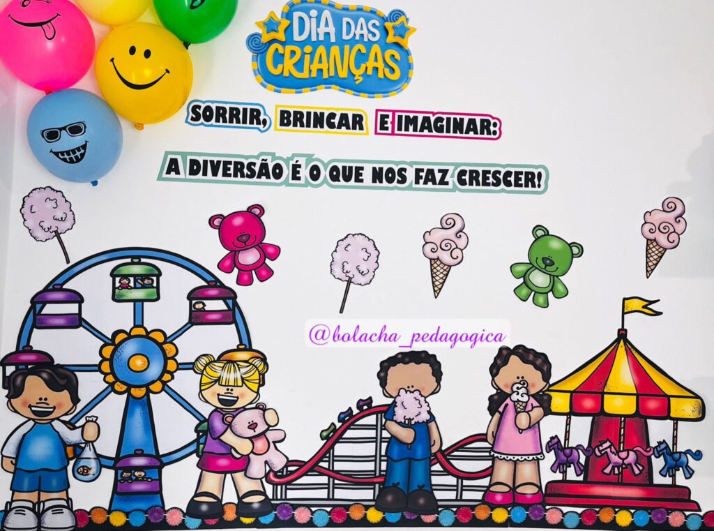 mural dia das crianças tema balão