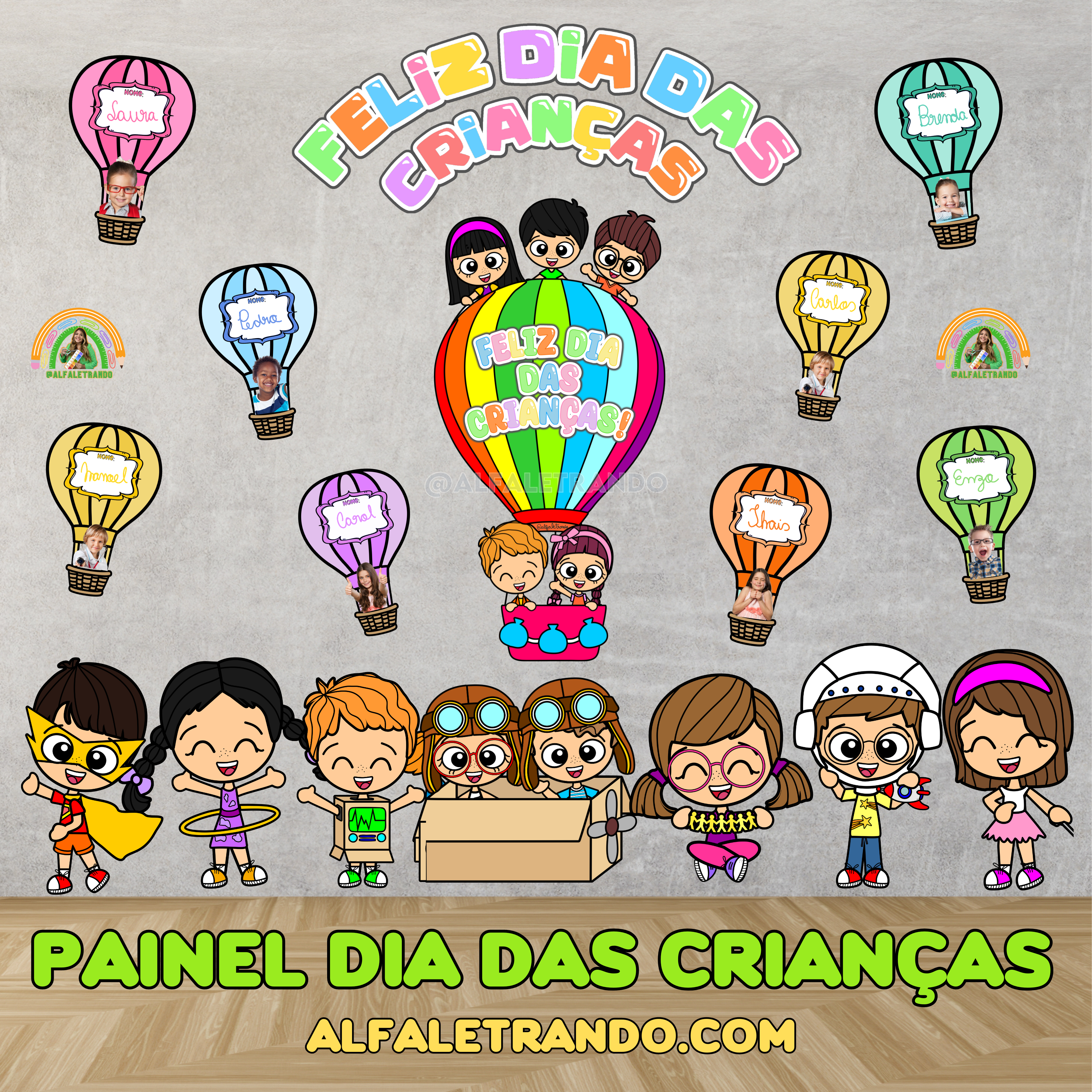 como fazer mural dia das crianças para imprimir