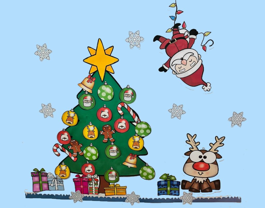 painel de natal com tema de ursos polares