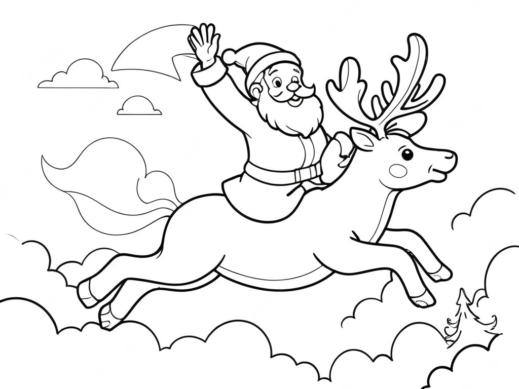 desenho de papai noel com presente para colorir