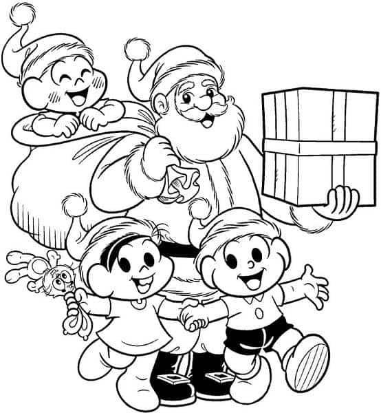 papai noel desenho simples para colorir