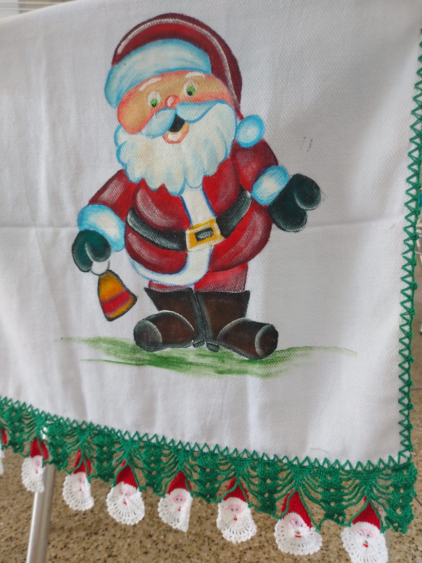pintura em tecido de papai noel