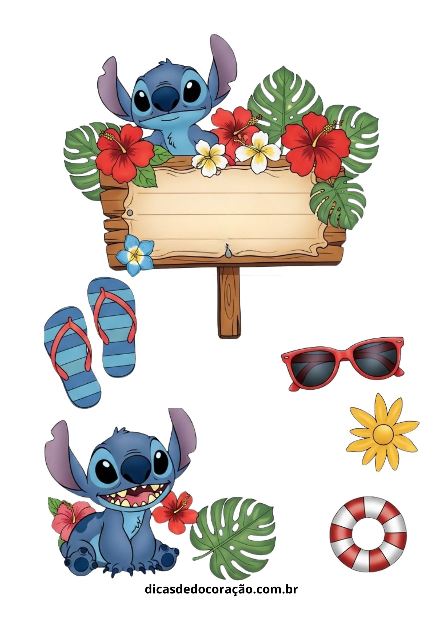 papel para topo de bolo stitch