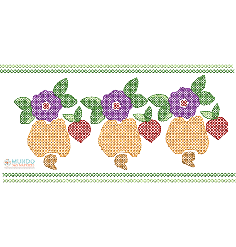 ponto cruz frutas em linha reta
