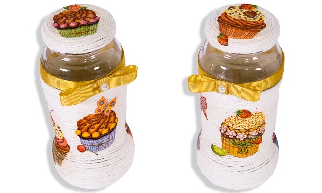 potes de vidro decorados com croche
