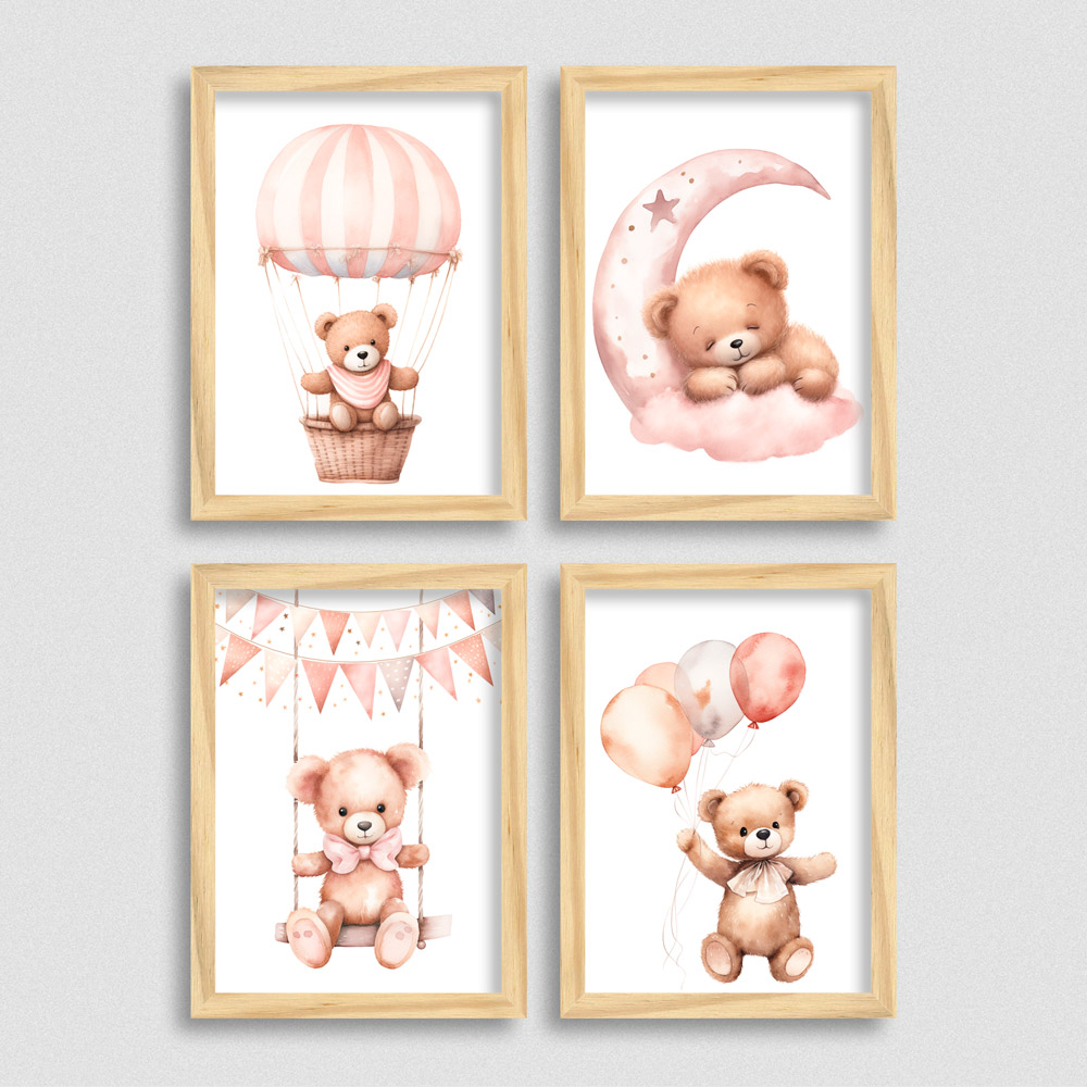 quadro urso aquarela versus mdf qual melhor quarto bebe