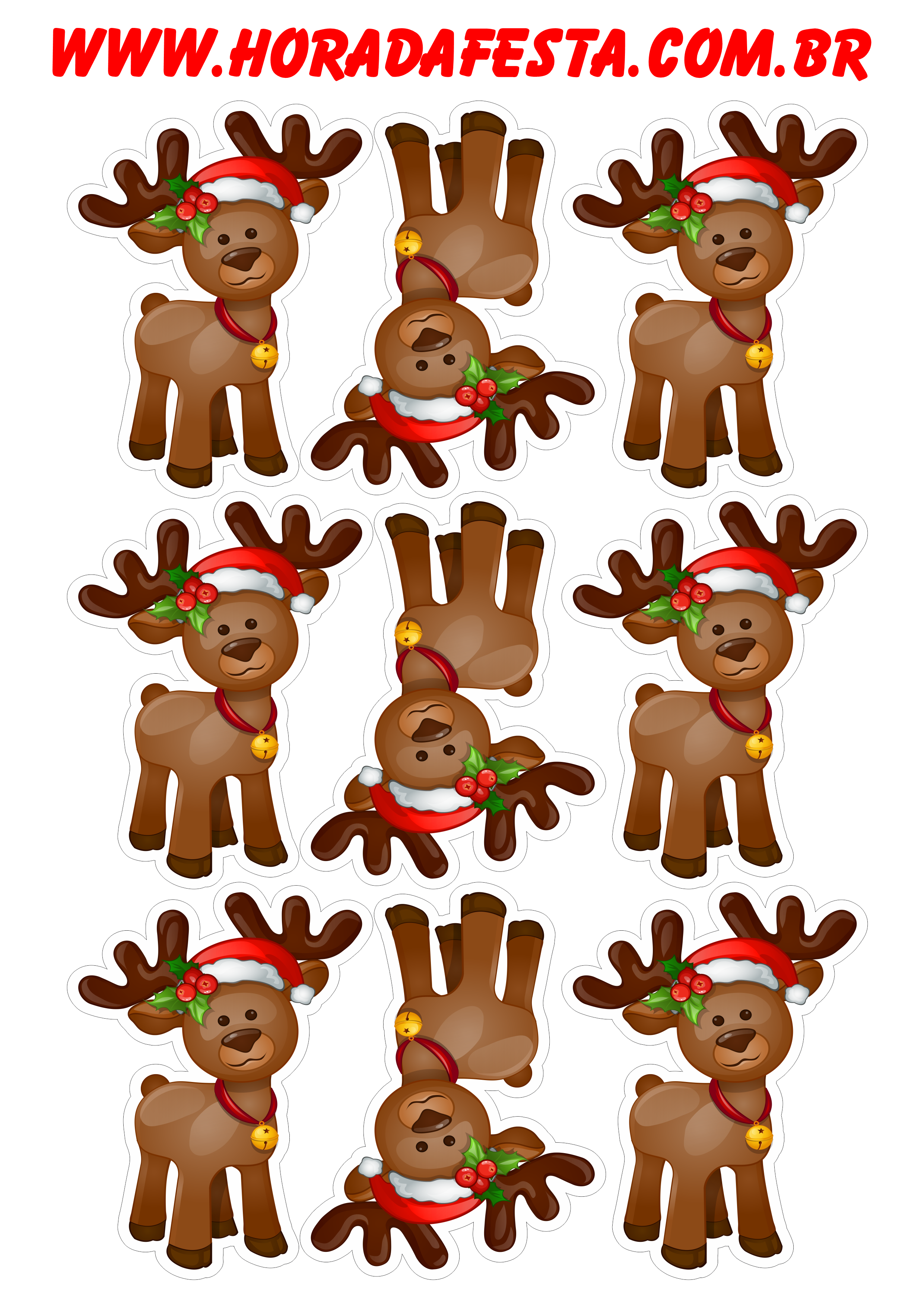 desenho de rena de natal para pintar