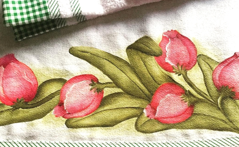 risco flor realista pano prato