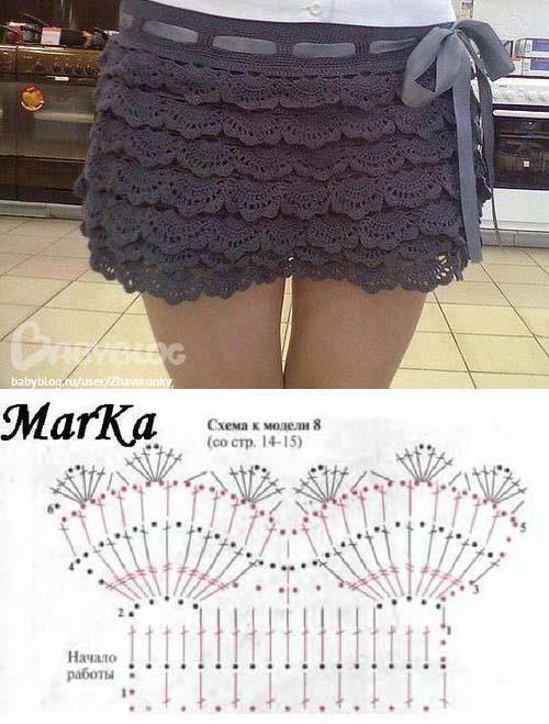 saia de crochê com gráfico ponto abacaxi