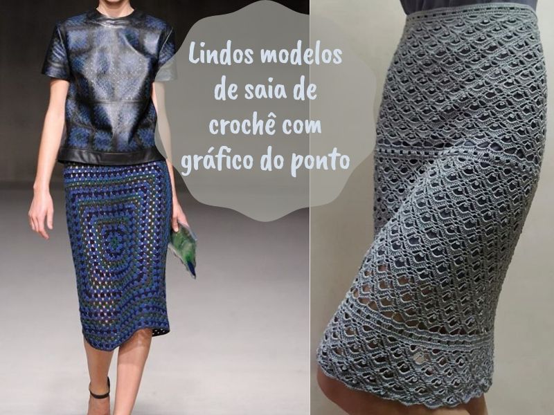Saia longa de crochê com linha Charme