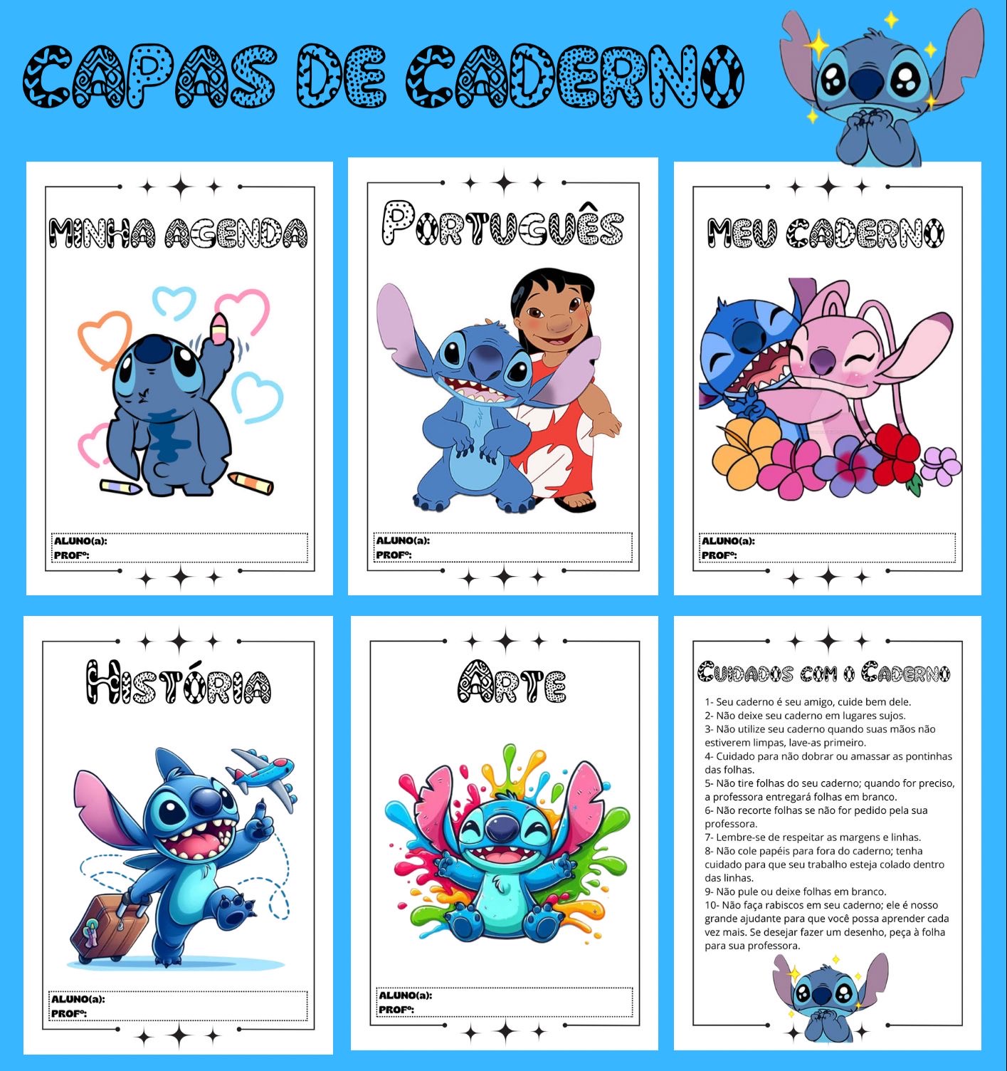 caderno universitário Stitch