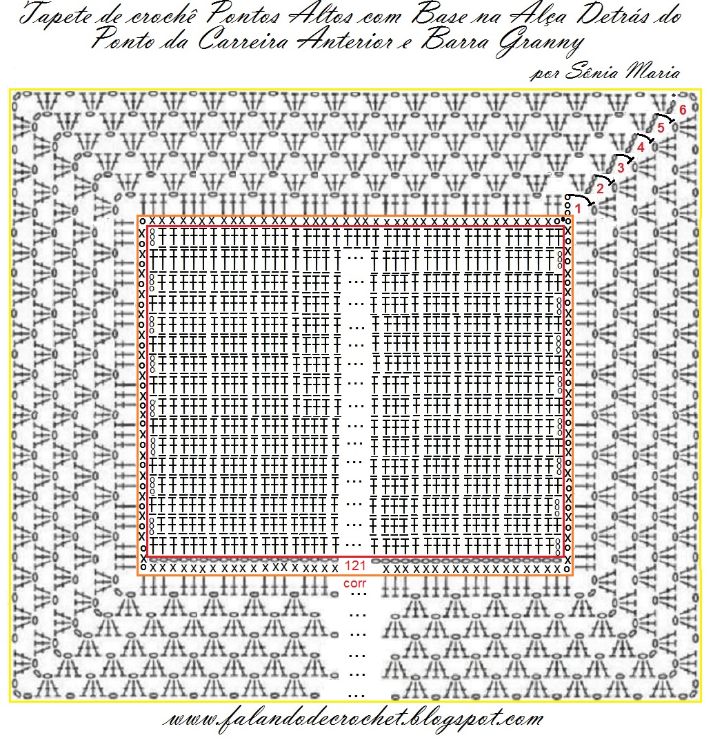 tapete de crochê moderno com gráfico