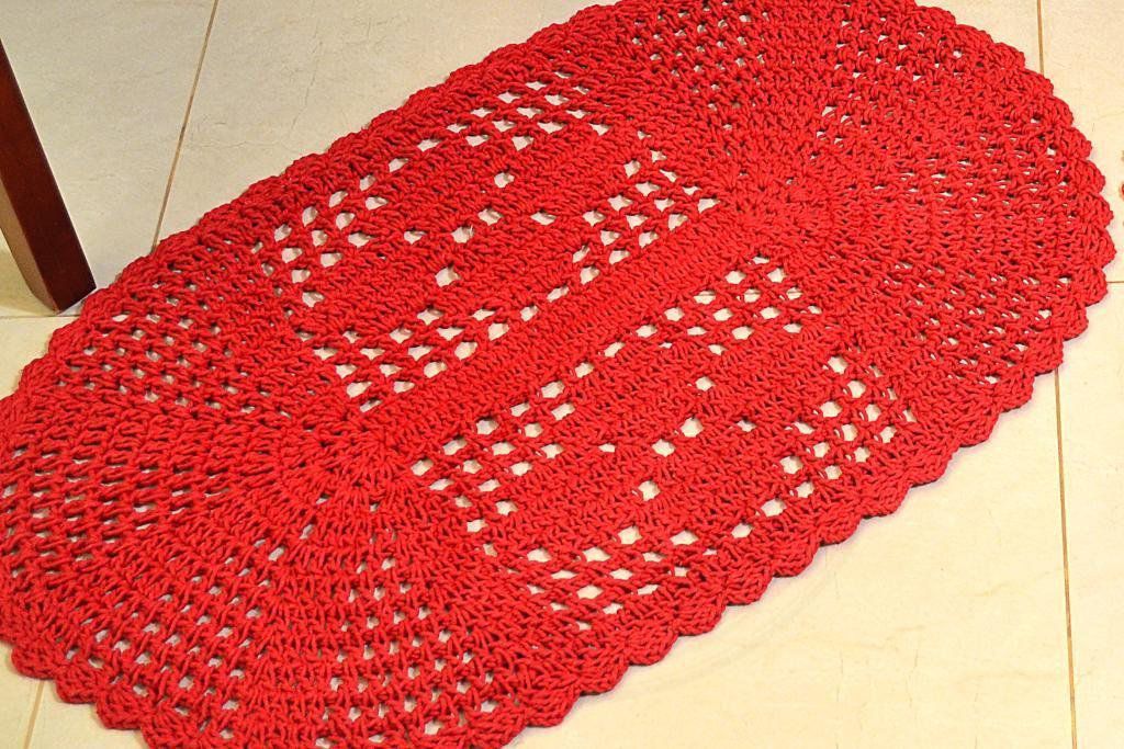 tapete de croche em barbante oval
