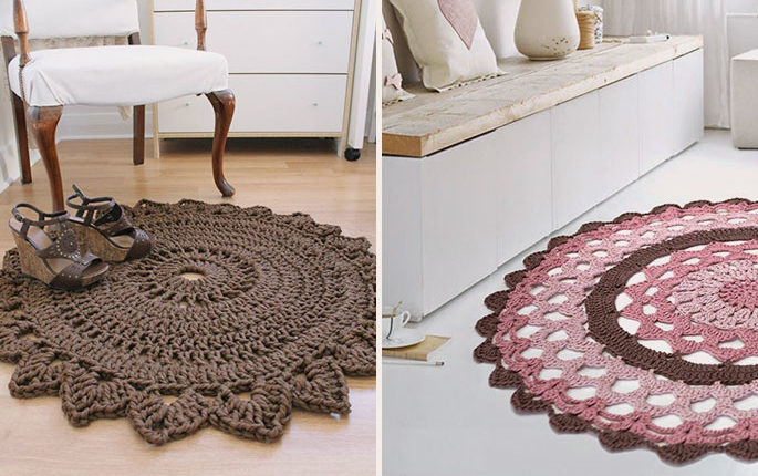 tapetes de croche com graficos para banheiro