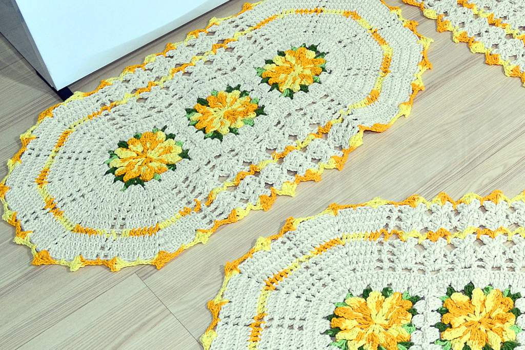 Passadeiras de Crochê com Flores: Elegância e Praticidade para Sua Cozinha