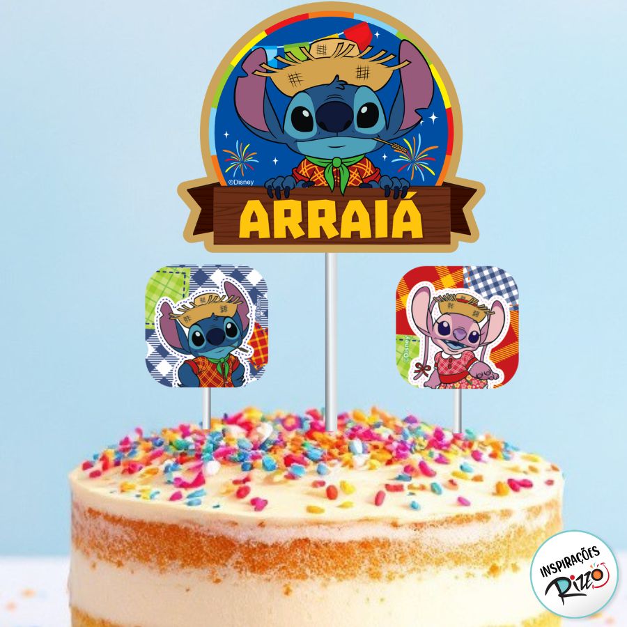 bolo do stitch com tema praia