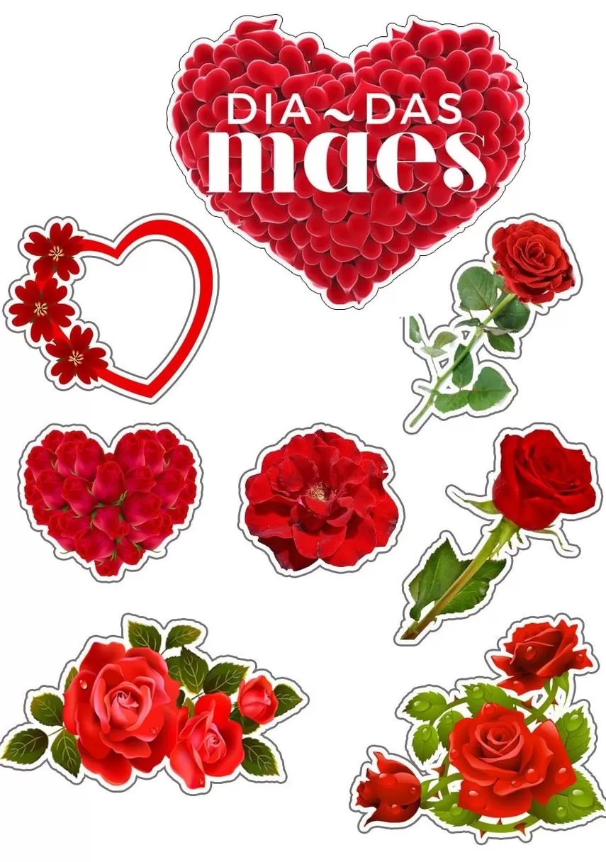 topo de bolo dia das mães com flores